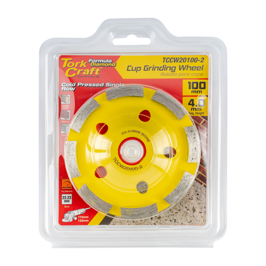 (image for) Dia. Cup Wheel 100mm X 22.23mm Single Row Cold Pressed Economy