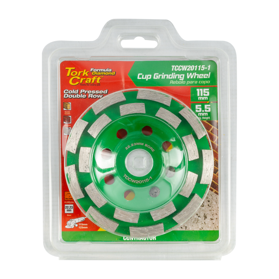 (image for) Dia. Cup Wheel 115mm X 22.23mm Dbl Row Cold Pressed Contractor