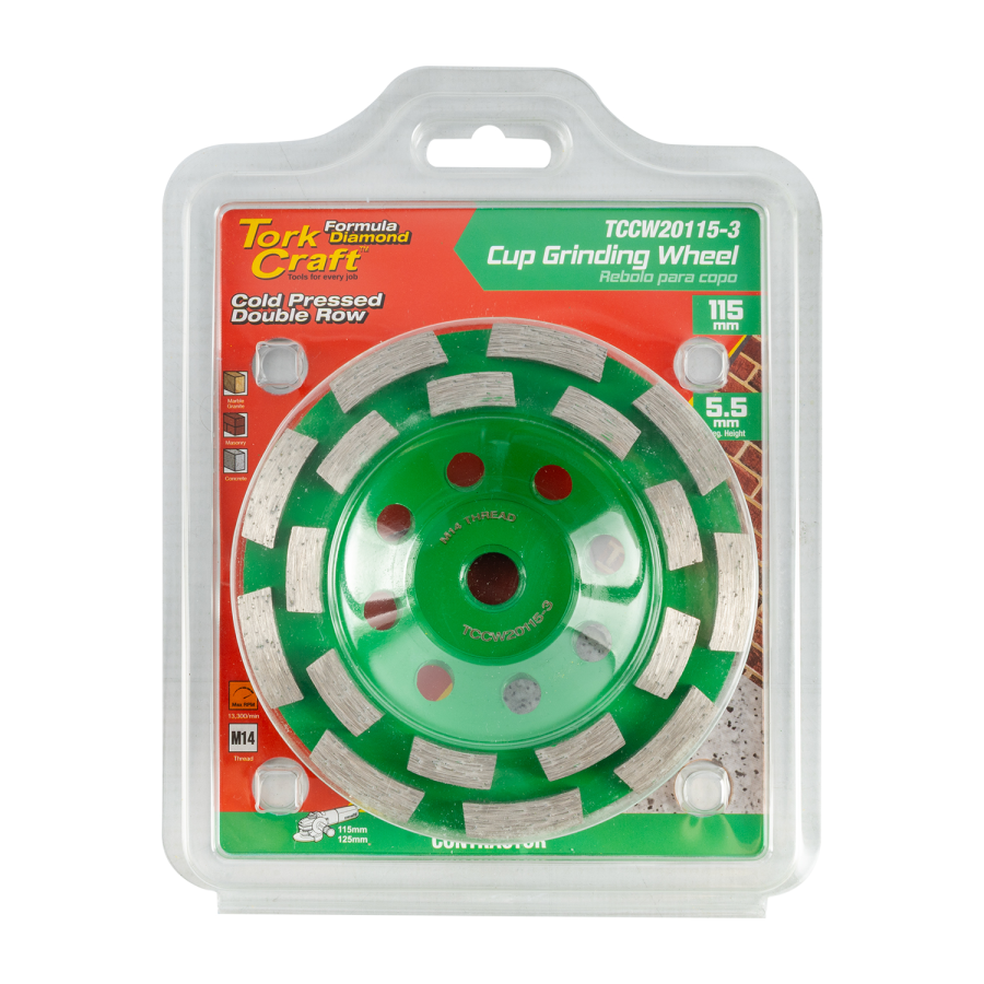 (image for) Dia. Cup Wheel 115mm X M14 Dbl Row Cold Pressed Contractor