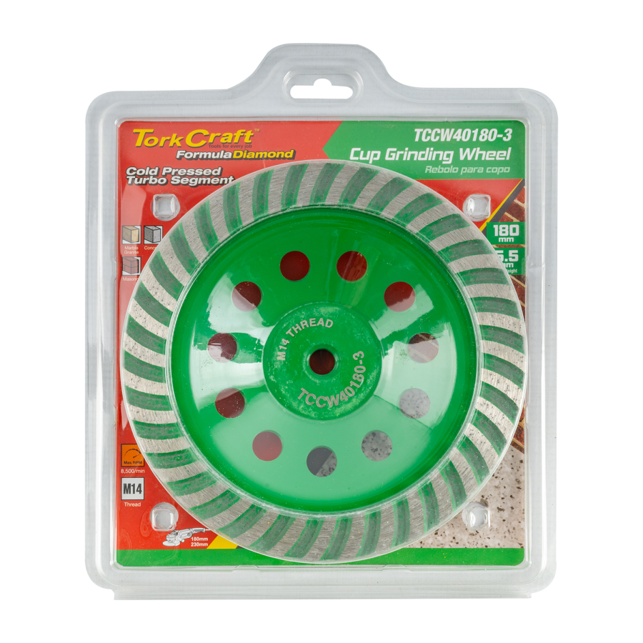 (image for) Dia. Cup Wheel 180mm X M14 Turbo Cold Pressed Contractor