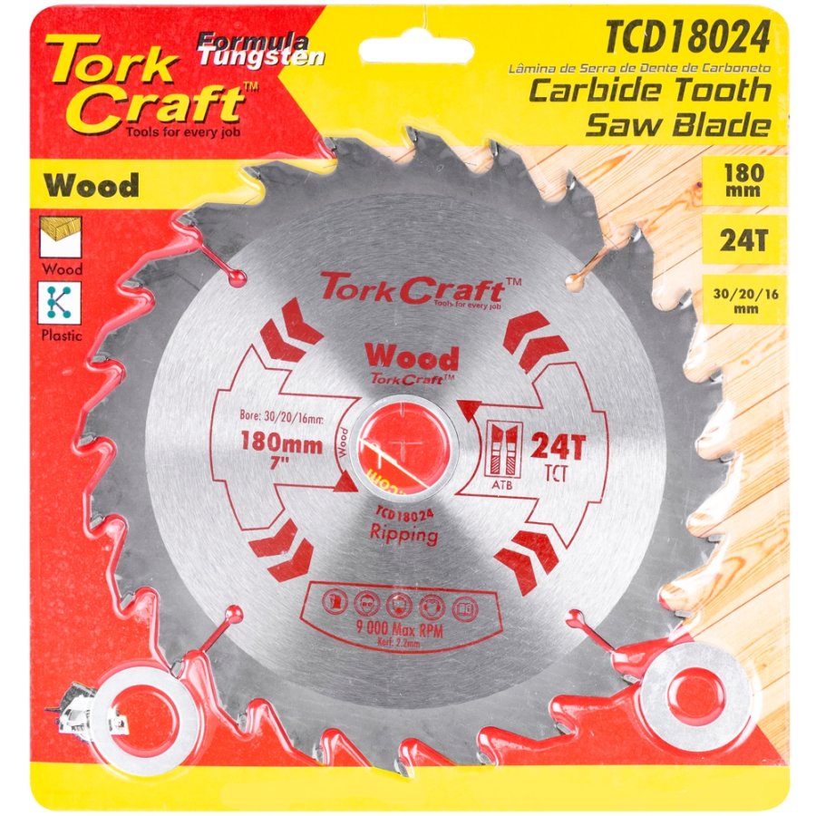 (image for) Blade Tct 180 X 24t 30/20/16 General Purpose Rip