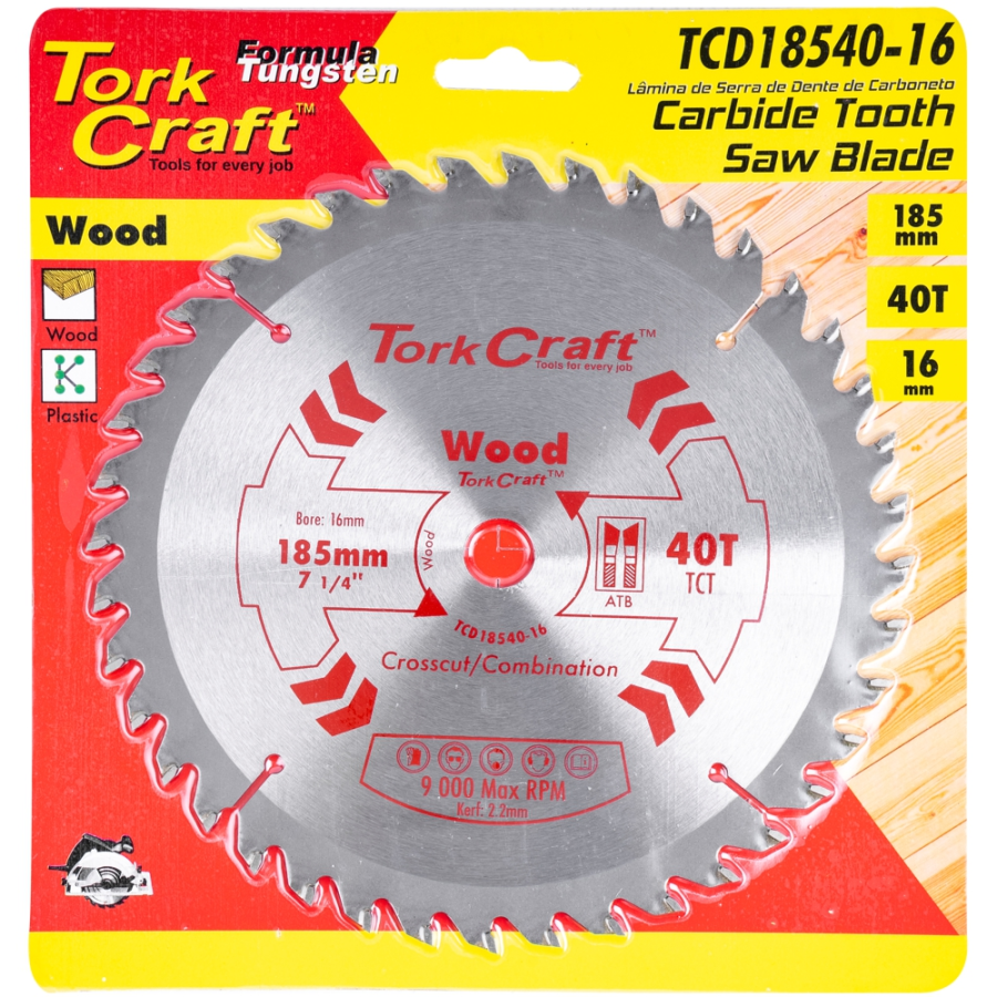 (image for) Blade Tct 185 X 40t 16mm General Purpose Combination