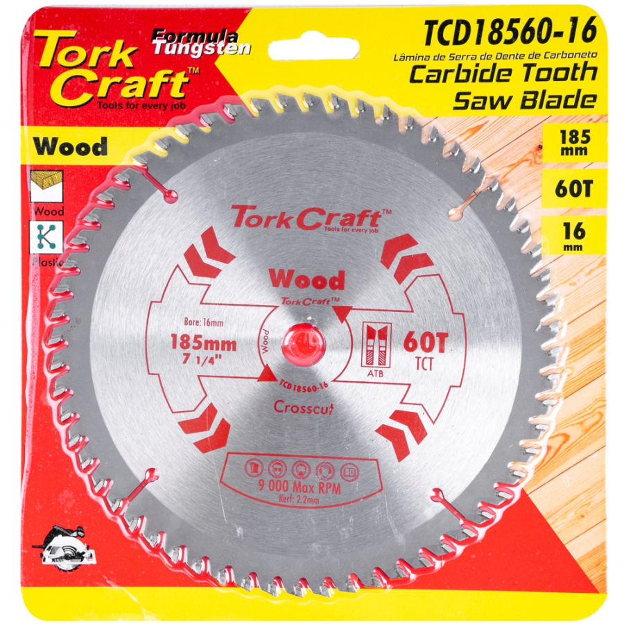 (image for) Blade Tct 185 X 60t 16mm General Purpose Cross Cut