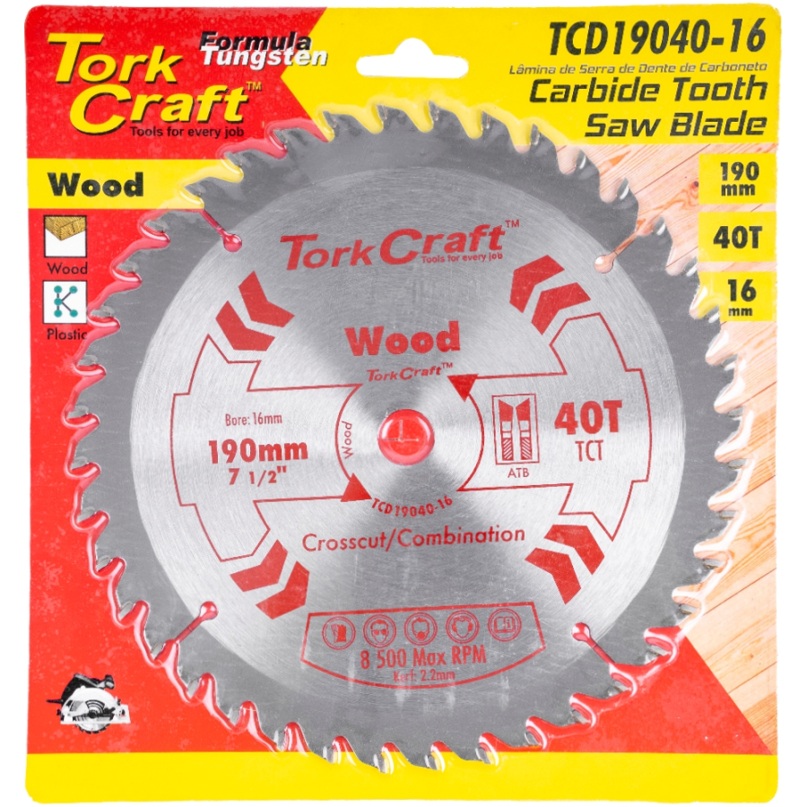 (image for) Blade 190 X 40t 16mm General Purpose Combination