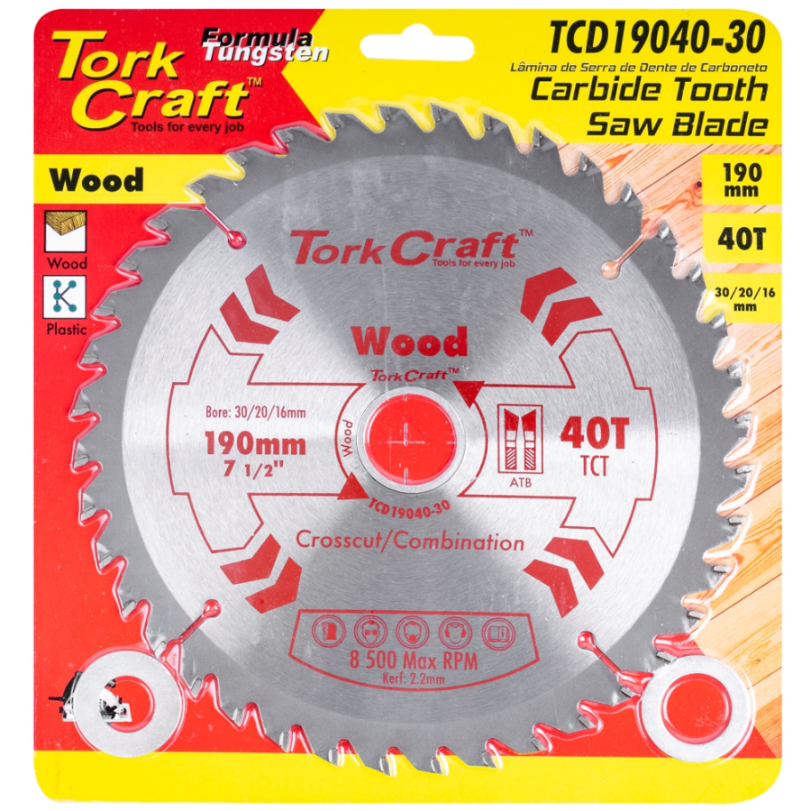 (image for) Blade Tct 190 X 40t 30/20/16mm General Purpose Combination