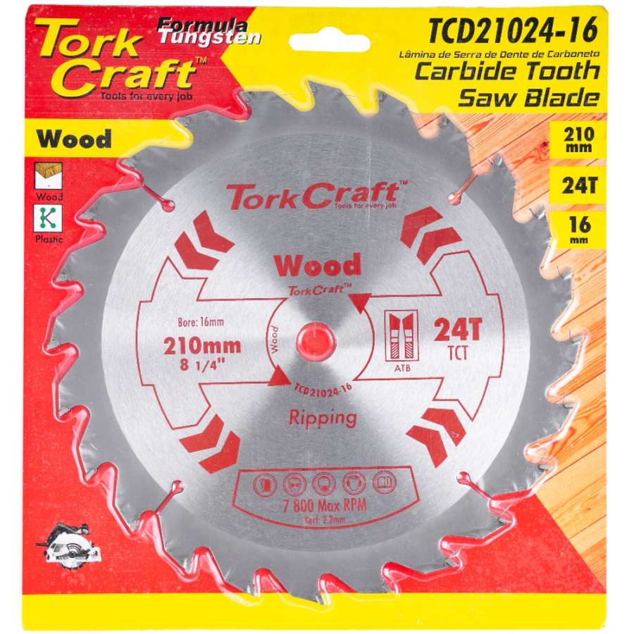 (image for) Blade Tct 210 X 24t 16mm General Purpose Rip