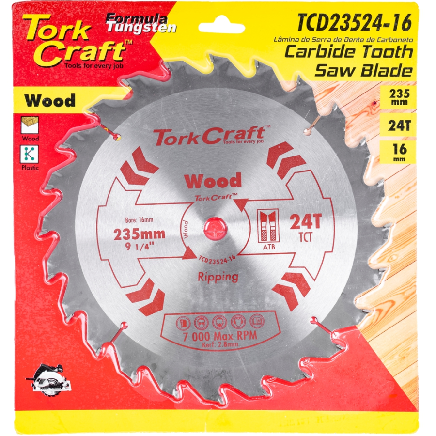 (image for) Blade Tct 235 X 24t 16mm General Purpose Rip