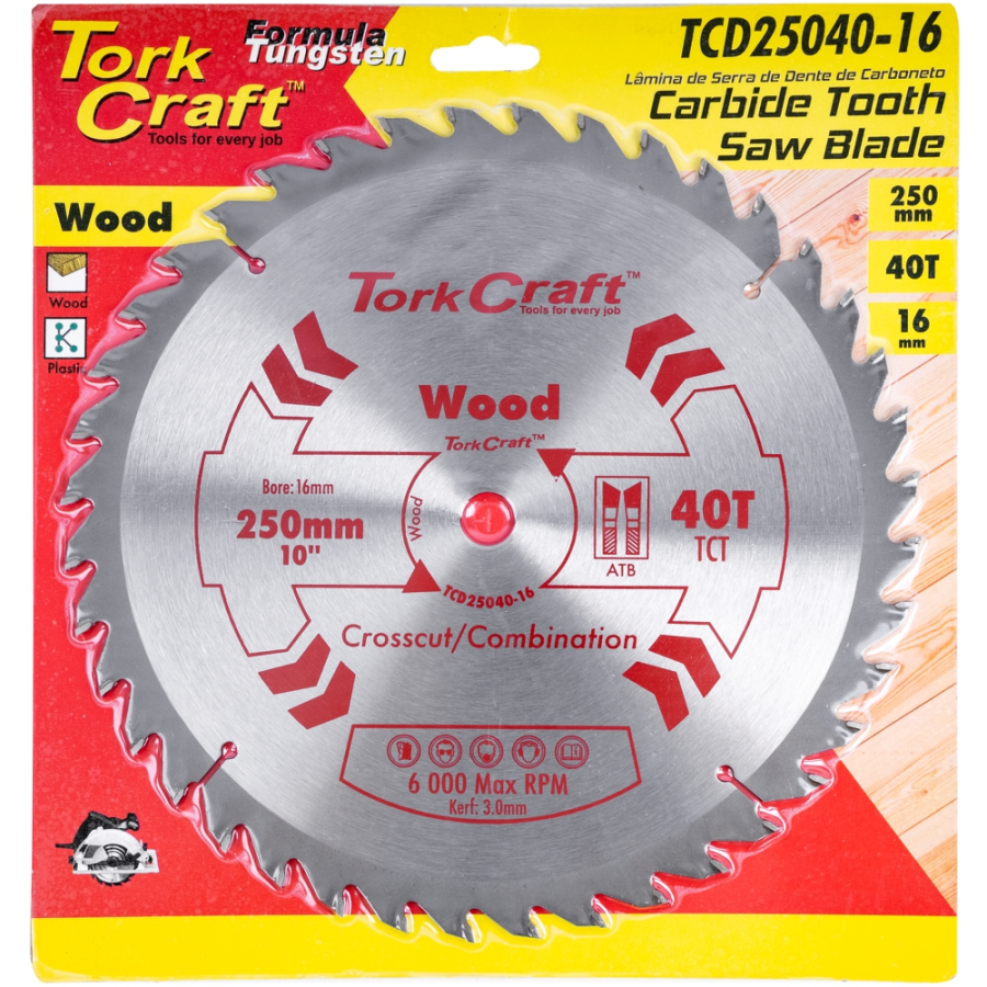 (image for) Blade Tct 250 X 40t 16mm General Purpose Combination