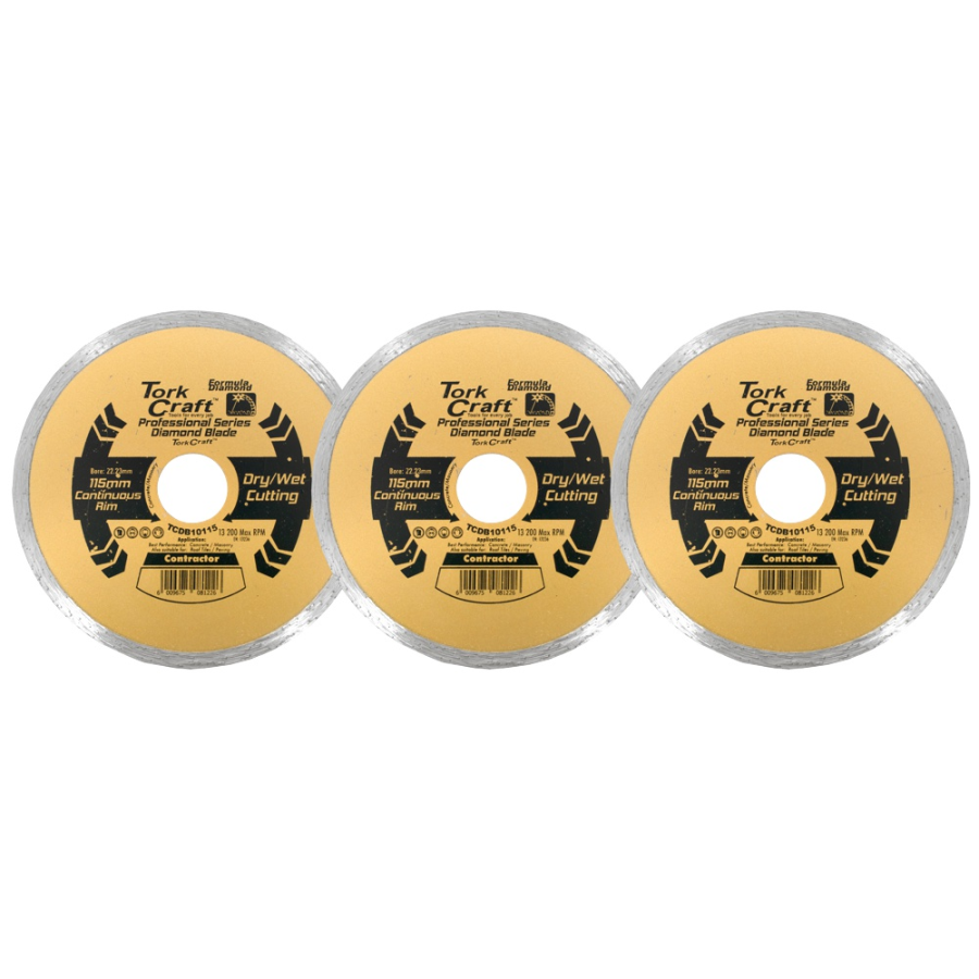 (image for) Diamond Blade 115mm Cont.rim Profesional Bulk 3 Pack Shrink