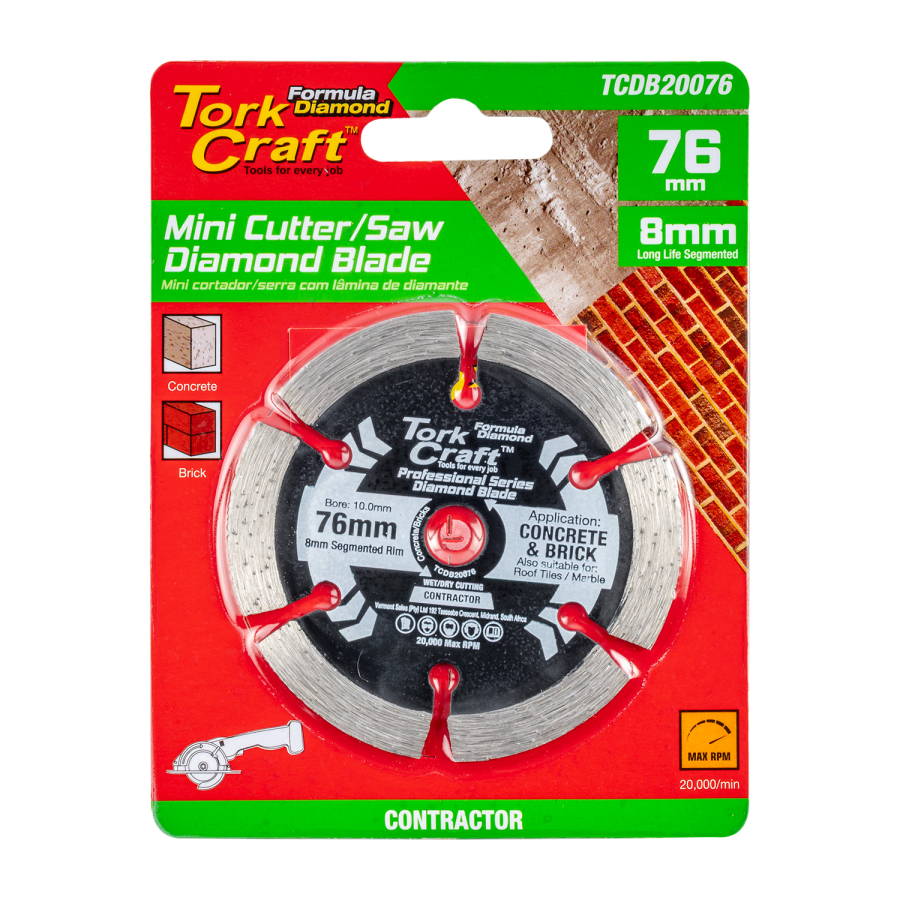 (image for) Diamond Blade 76mm X 10mm Segmented Mini Cutter Saw