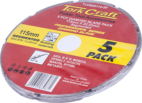(image for) Diamond Blade Segmented 115mm Professional Bulk 5 Pack