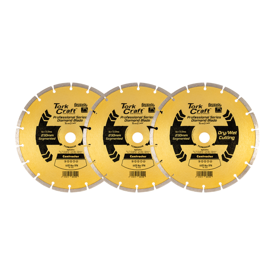 (image for) Diamond Blade 230mm Segmented Profesional Bulk 3 Pack Shrink