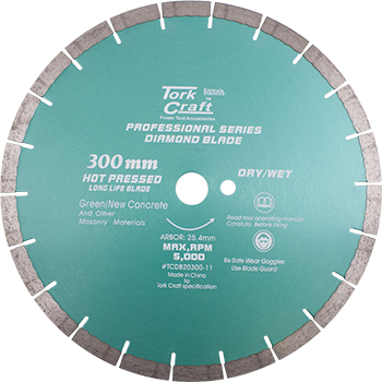 (image for) Diamond Blade 300 X 25.4mm Green / New Concrete Hot Pressed Segmented