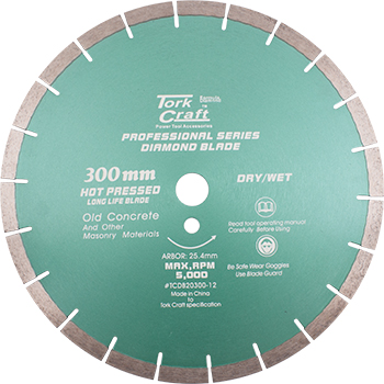 (image for) Diamond Blade 300 X 25.4mm Old Concrete Hot Pressed Segmented