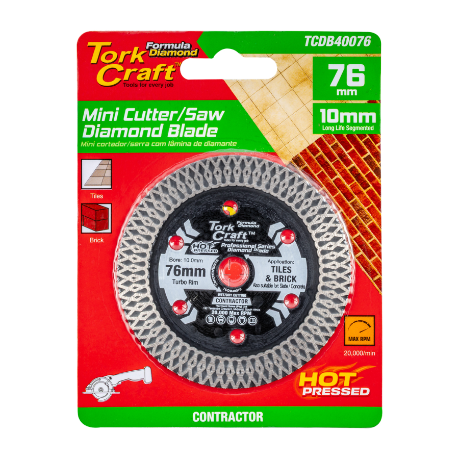 (image for) Diamond Blade 76mm X 10mm Turbo Wave Mini Cutter Saw
