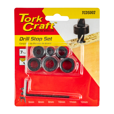 (image for) Tork Craft 7pc Drill Stop Set (5.6.8.10.11.12mm) C/w Allen Key