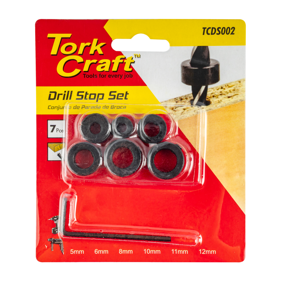 (image for) Tork Craft 7pc Drill Stop Set (5.6.8.10.11.12mm) C/w Allen Key