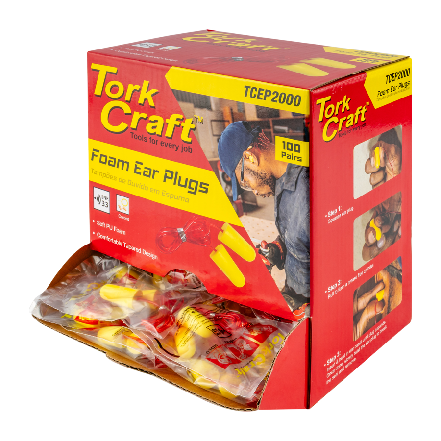 (image for) Ear Plug Corded 1pr Poly Bag 100 Pr Per Box Bullet Shape Yellow