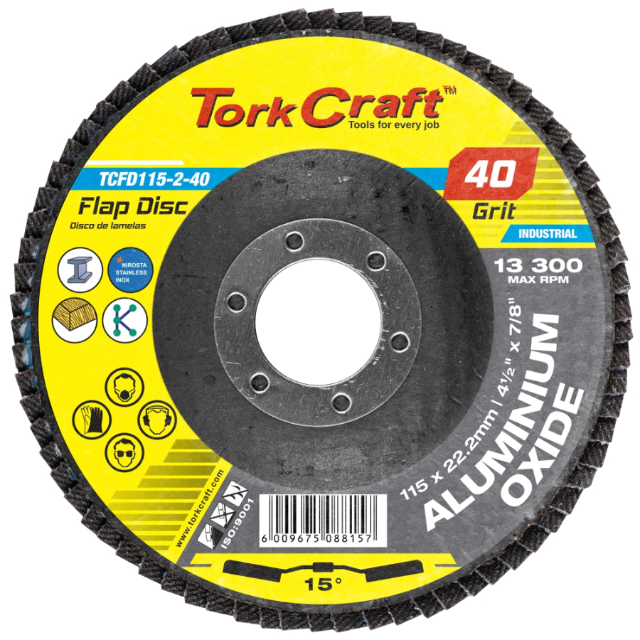 (image for) Flap Disc 115mm 15 Deg.angle 40grit A/o