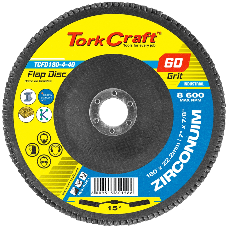(image for) Flap Disc Zirconium 180mm 60grit Angled