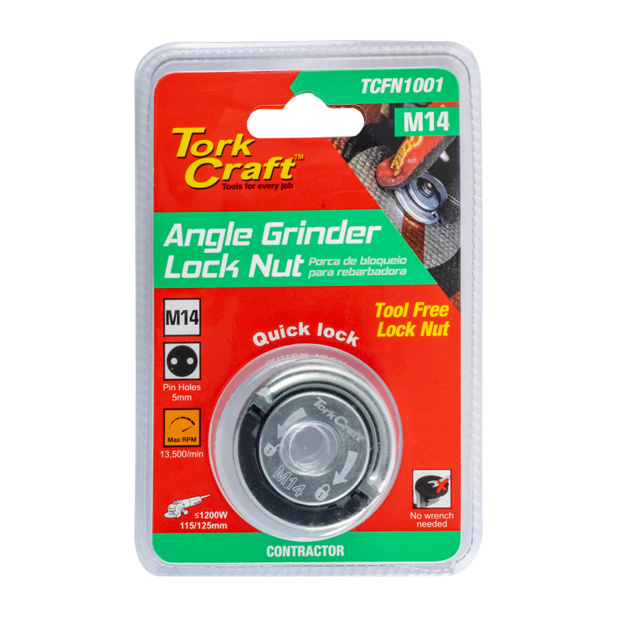 (image for) Flange Lock Nut M14 Tool Less Finger Tab Angle Grinder