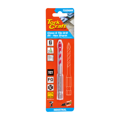 (image for) Glass & Tile Drill 6mm Hex Shank Industrial