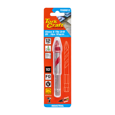 (image for) Glass & Tile Drill 12mm Hex Shank Industrial