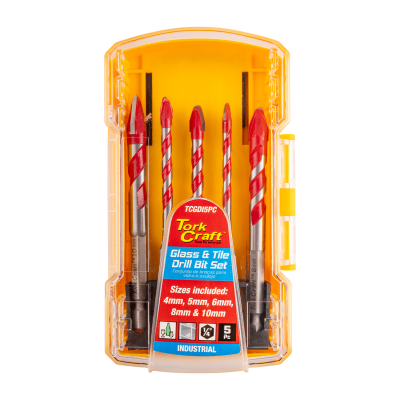 (image for) Glass & Tile Drill Flute Set 5pc 4/5/6/8/10mm In Plastic Case