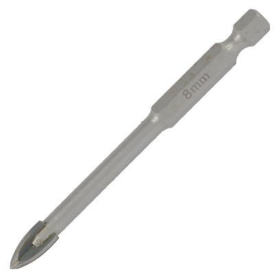 (image for) Glass & Tile Drill 8mm 4 Flute With Hex Shank