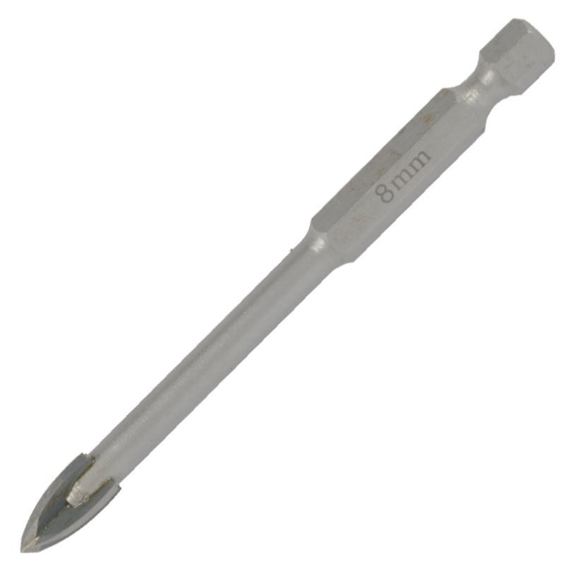 (image for) Glass & Tile Drill 8mm 4 Flute With Hex Shank
