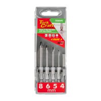 (image for) Glass & Tile Drill 4 Flute Set 4pc 4/5/6/8mm In Plastic Case