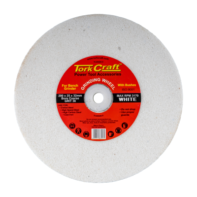 (image for) Grinding Wheel 200x25x32mm White Coarse 36gr W/bushes For Bench Grin