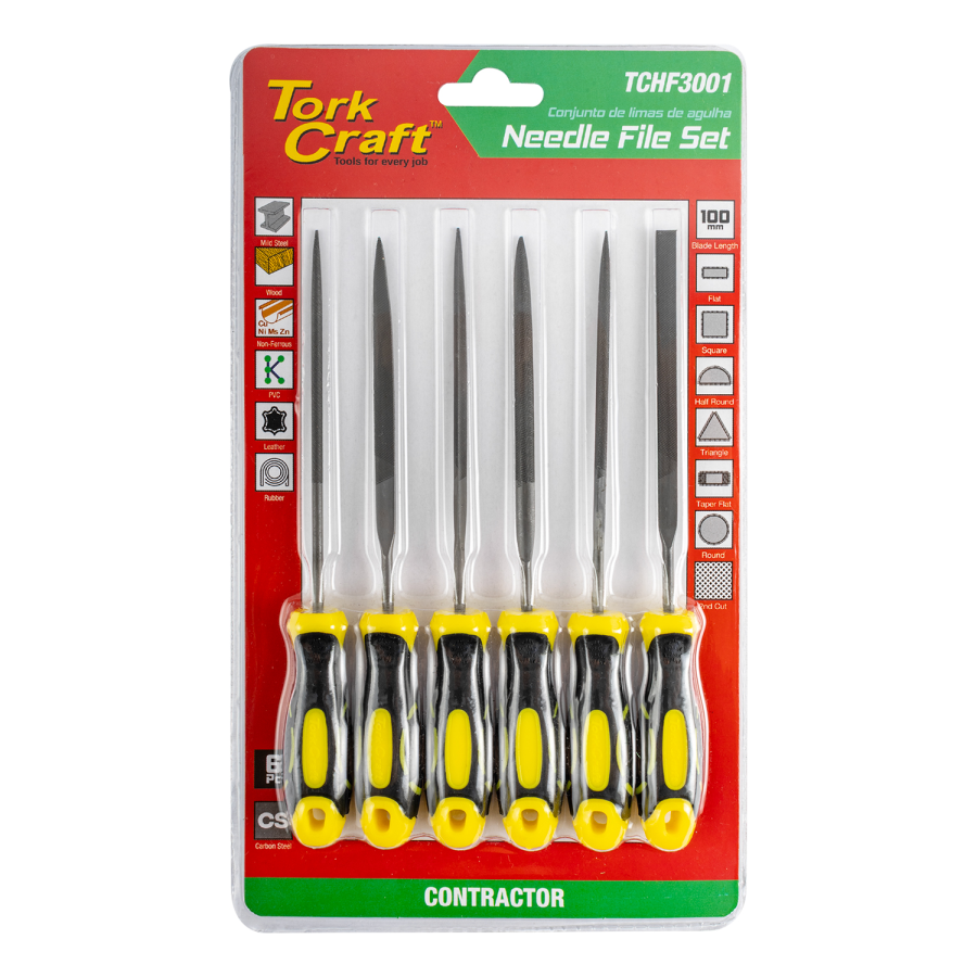 (image for) Needle File Set 6pc Flat/rnd/square/tri-angle/taper Flat/half Rnd