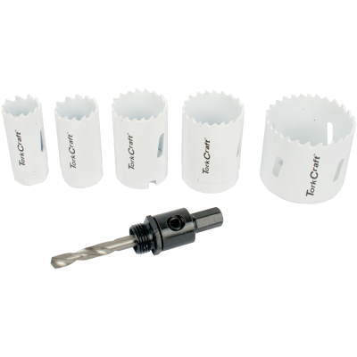 (image for) Hole Saw Set 6pce Bi-metal (22/25/32/35/51mm & 3/8 Hex Mandrel)