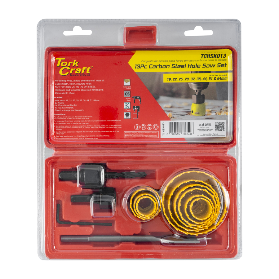 (image for) Holesaw Set 13pce In Case Carbon Steel