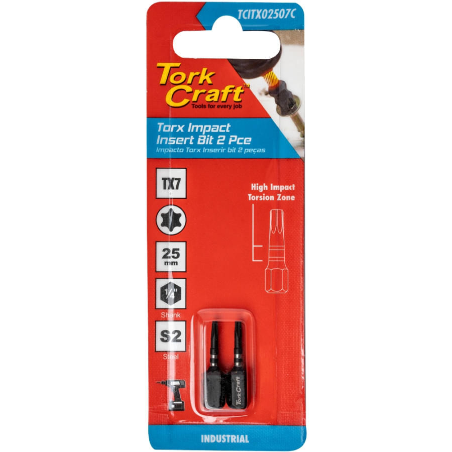 (image for) Torx Tx 7 Impact Insert Bit 25mm 2pc Carded
