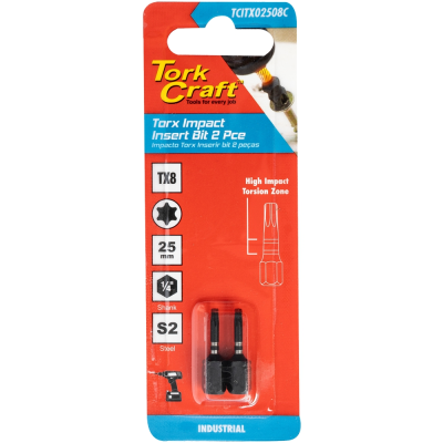 (image for) Torx Tx 8 Impact Insert Bit 25mm 2pc Carded