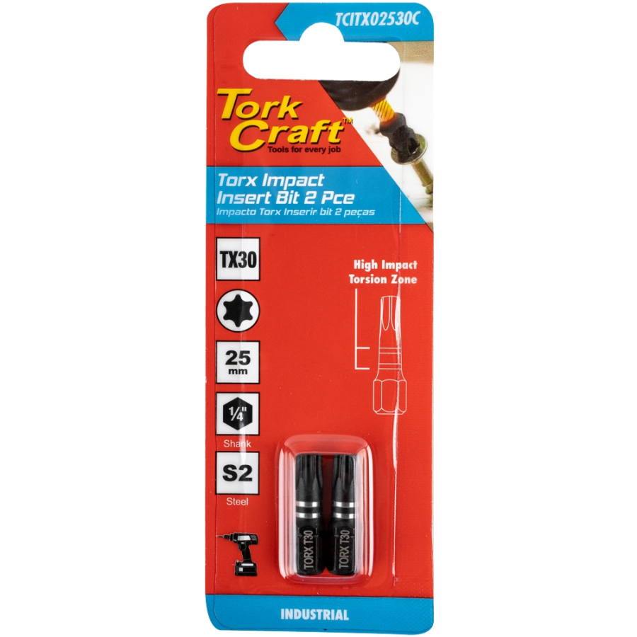 (image for) Torx Tx 30 Impact Insert Bit 25mm 2pc Carded