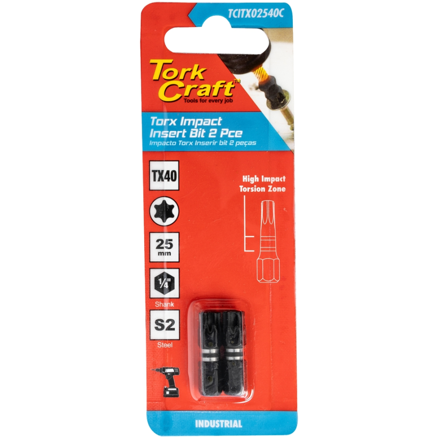 (image for) Torx Tx 40 Impact Insert Bit 25mm 2pc Carded