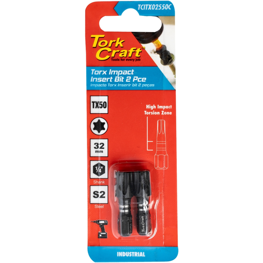 (image for) Torx Tx 50 Impact Insert Bit 25mm 2pc Carded