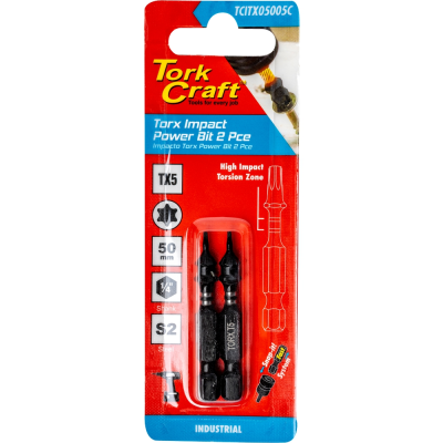 (image for) Torx Tx 5 Impact Power Bit 50mm 2pc Carded