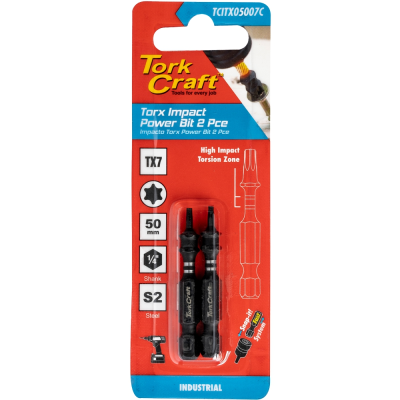 (image for) Torx Tx 7 Impact Power Bit 50mm 2pc Carded