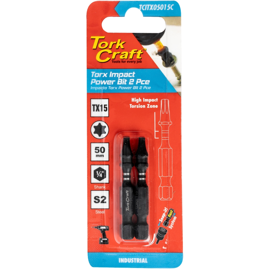 (image for) Torx Tx 15 Impact Power Bit 50mm 2pc Carded