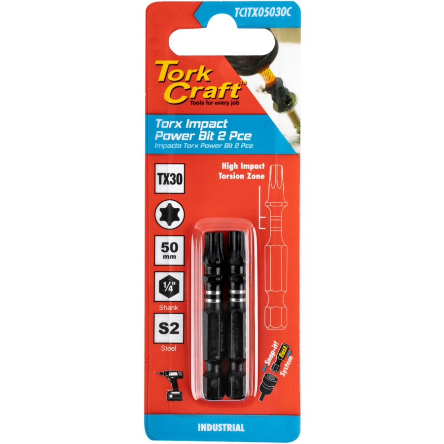 (image for) Torx Tx 30 Impact Power Bit 50mm 2pc Carded
