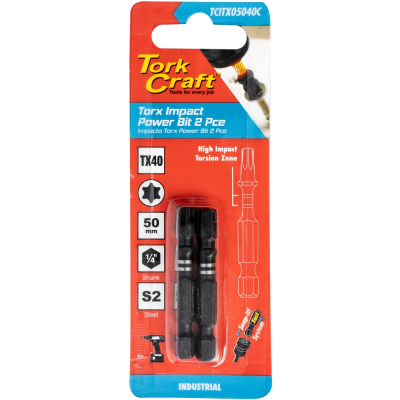 (image for) Torx Tx 40 Impact Power Bit 50mm 2pc Carded