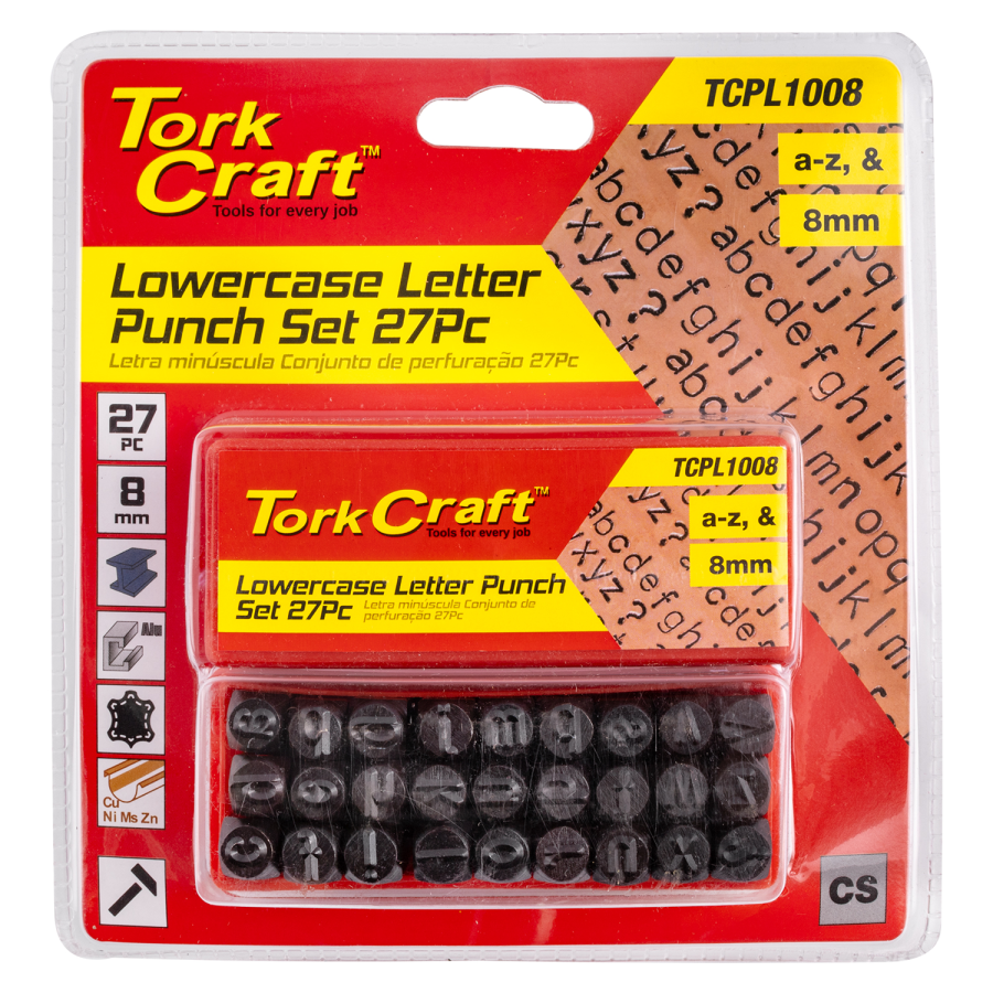 (image for) Letter Punch Set 8mm (a-z) Lower Case 27pc Black Finish
