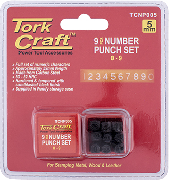 (image for) Number Punch Set 5mm (0-9mm) Black Finish