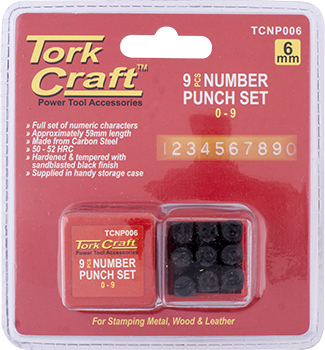(image for) Number Punch Set 6mm (0-9mm) Black Finish