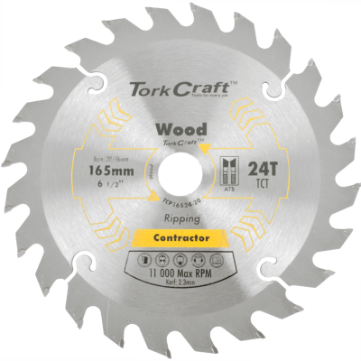 (image for) Blade Contractor 165 X 24t 20/16 Circular Saw Tct