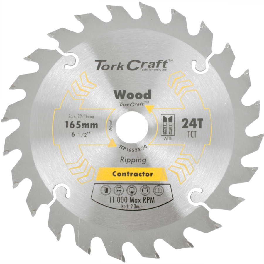 (image for) Blade Contractor 165 X 24t 20/16 Circular Saw Tct